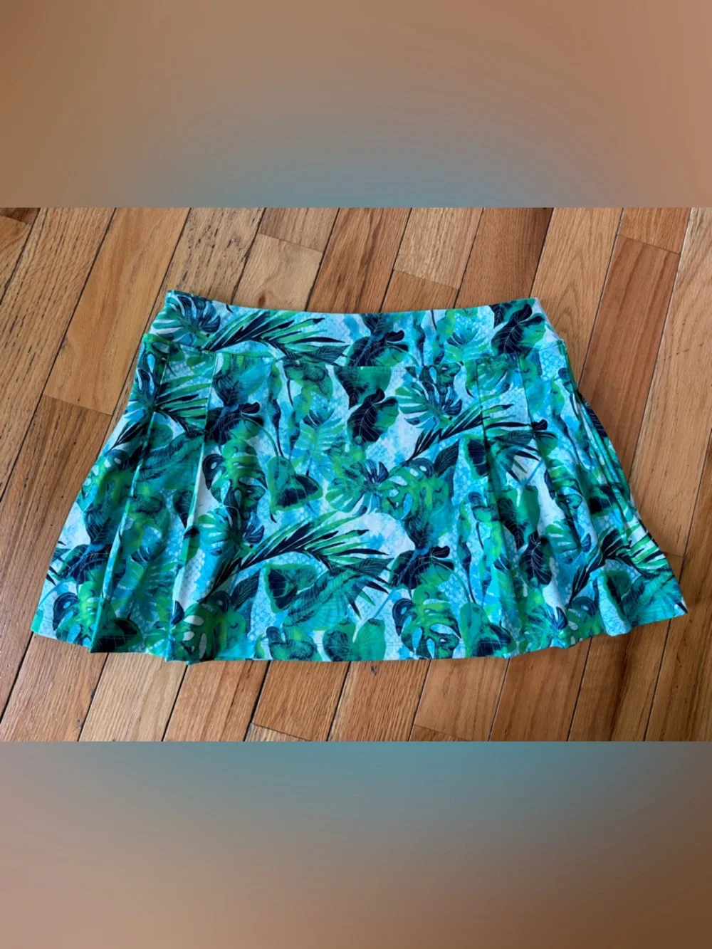 Tommy Bahama Golf Green Turquoise Palm Leaf Print Skirt Stretch Women’s Size XL - Picture 2 of 10